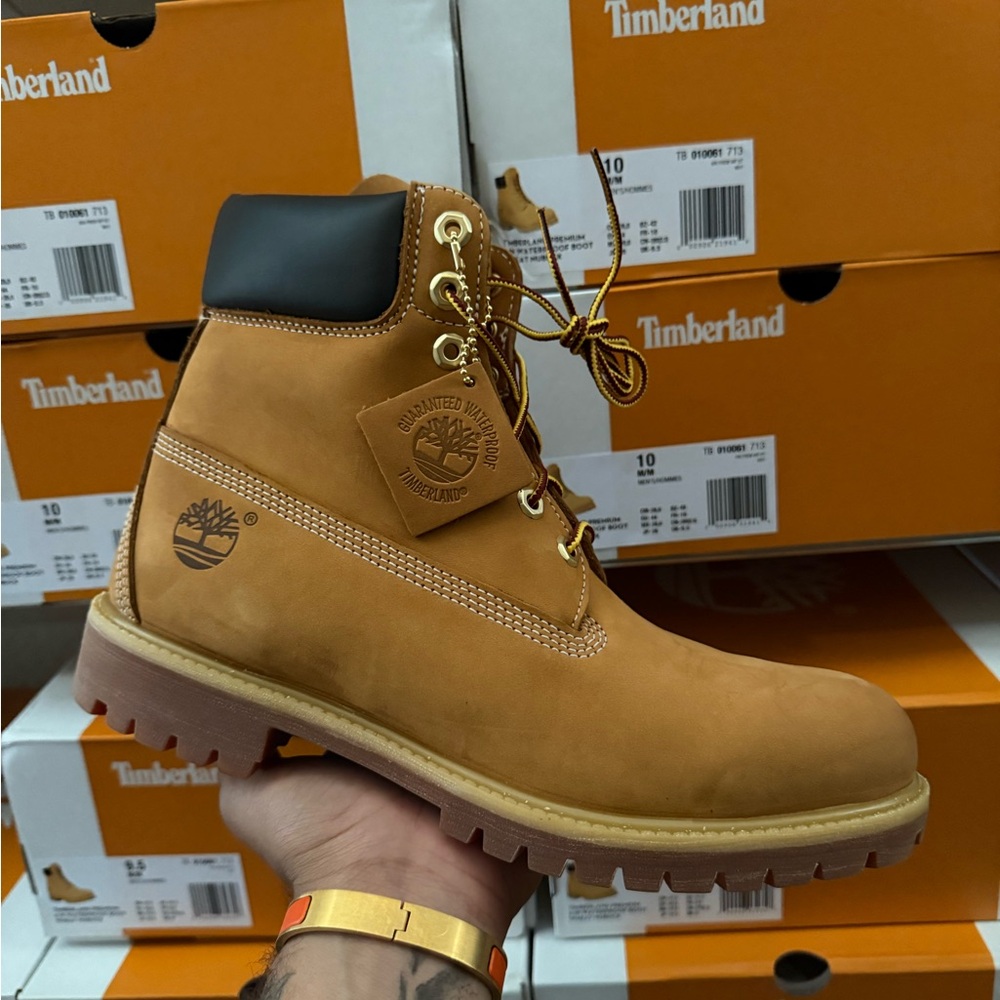 Timberland Tan and Black Boots with Nubuck Leather